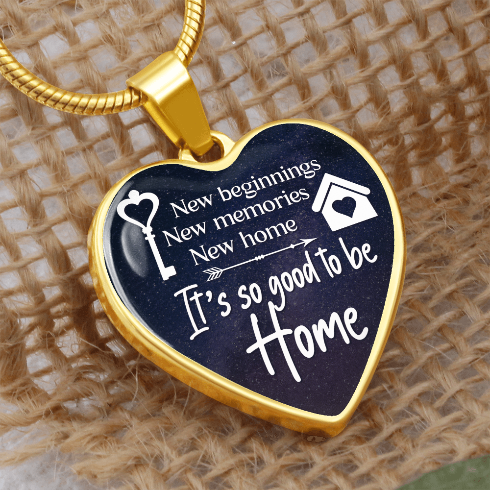 New Home New Beginnings Engraved Heart Necklace