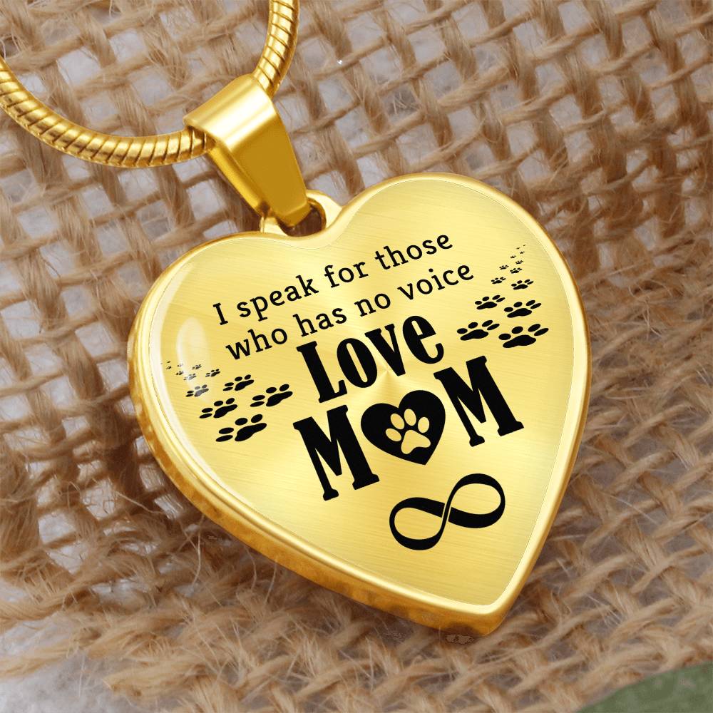 I Speak for Those Who Have No Voice Engraved Heart Necklace