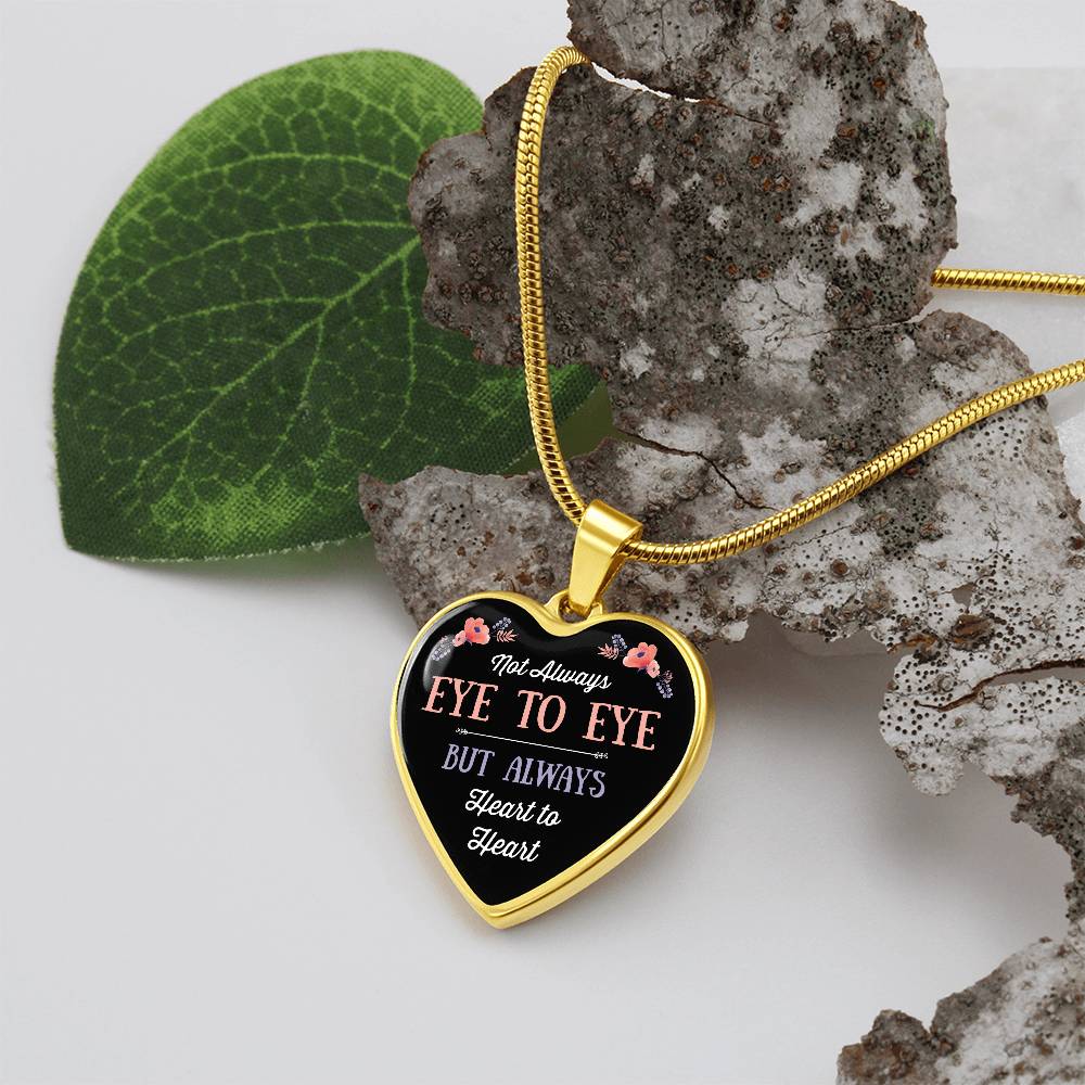 Eye to Eye Heart to Heart Engraved Heart Necklace