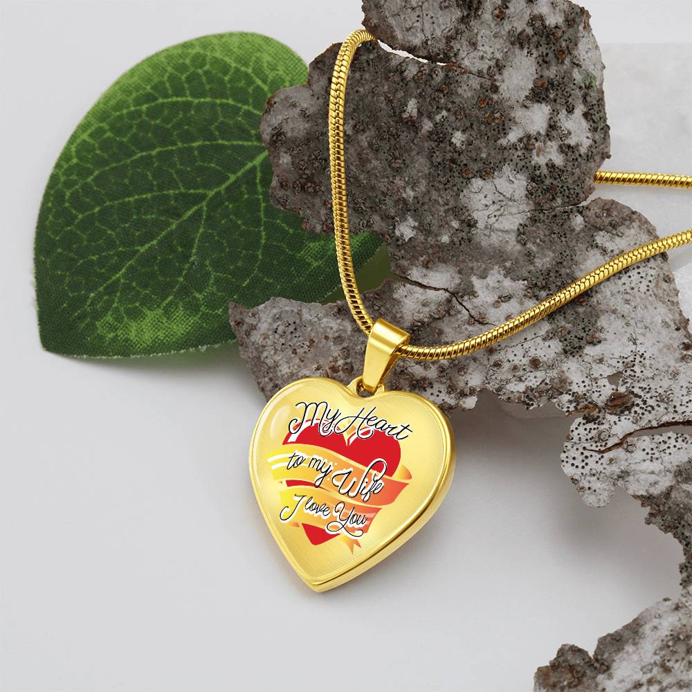 My Heart to My Wife Engraved Heart Necklace