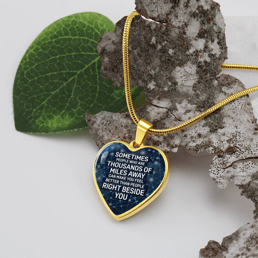 Thousands of Miles Away Engraved Heart Necklace