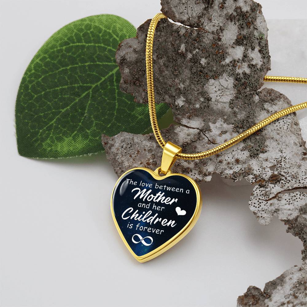 Mother and Children Forever Engraved Heart Necklace