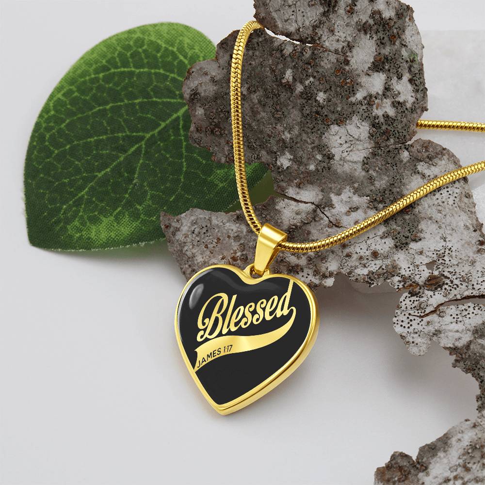 Blessed James 1:17 Engraved Heart Necklace
