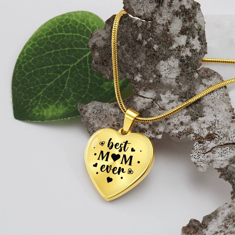 Best Mum Ever Engraved Heart Necklace