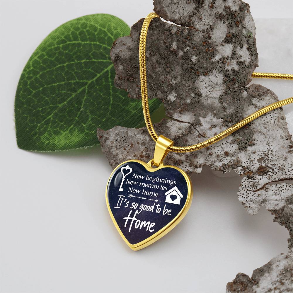New Home New Beginnings Engraved Heart Necklace
