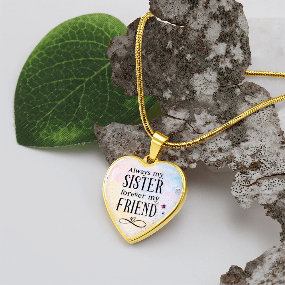 Always My Sister Forever My Friend Engraved Heart Necklace