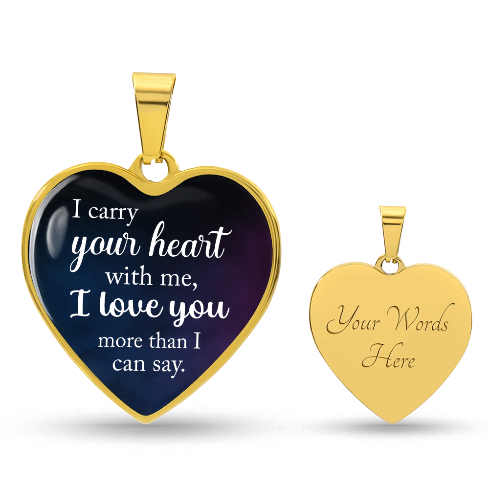 I Carry Your Heart With Me Engraved Heart Necklace