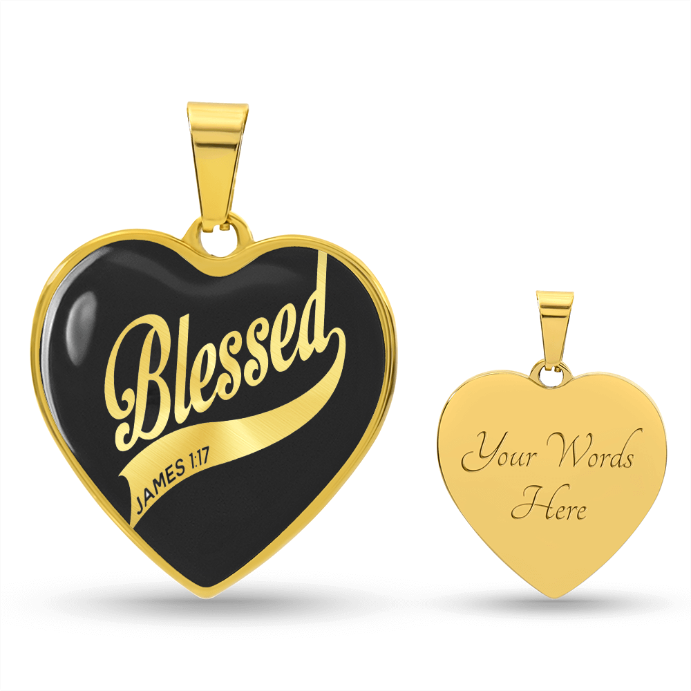Blessed James 1:17 Engraved Heart Necklace