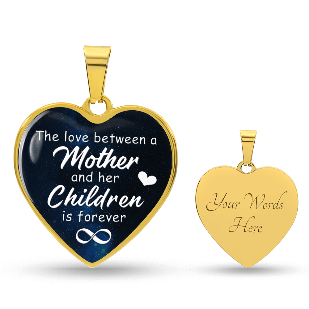 Mother and Children Forever Engraved Heart Necklace