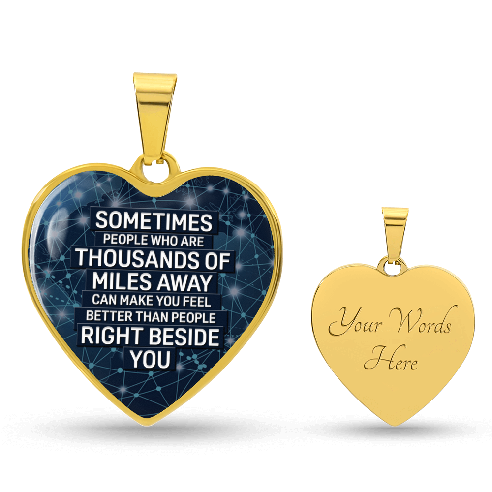 Thousands of Miles Away Engraved Heart Necklace