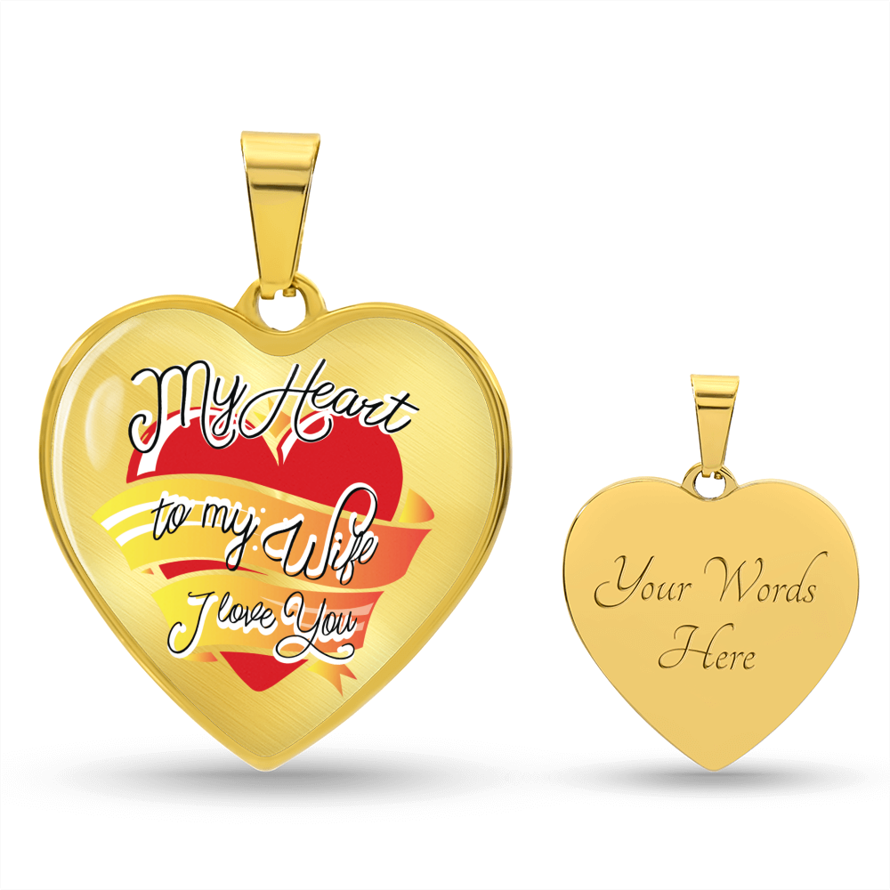 My Heart to My Wife Engraved Heart Necklace