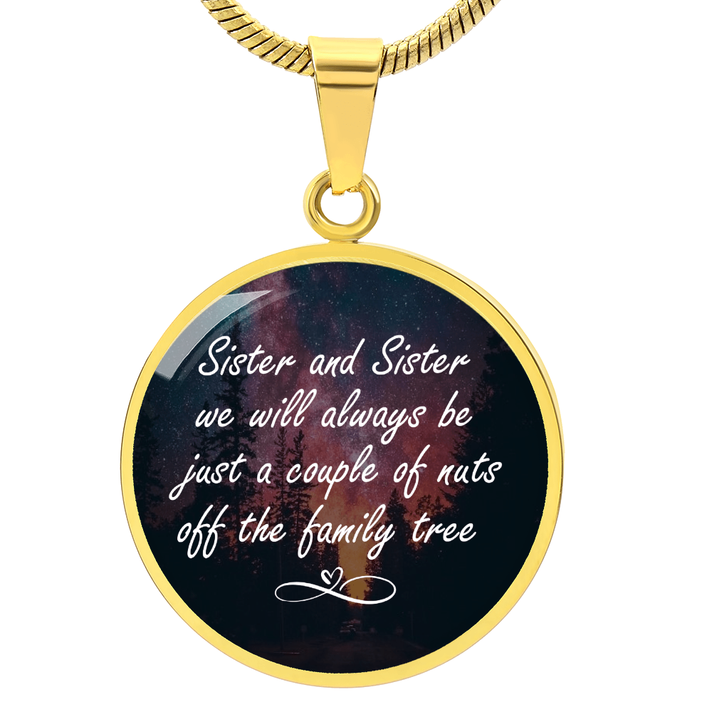 Sister and Sister Couple of Nuts Family Tree Circle Necklace