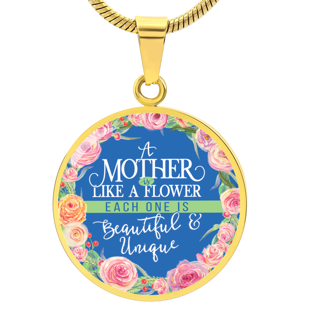 A Mother Is Like a Flower Beautiful and Unique Circle Necklace