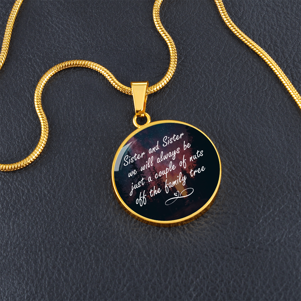 Sister and Sister Couple of Nuts Family Tree Circle Necklace