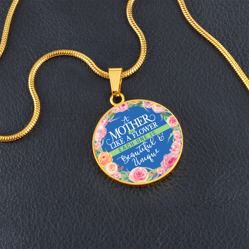 A Mother Is Like a Flower Beautiful and Unique Circle Necklace