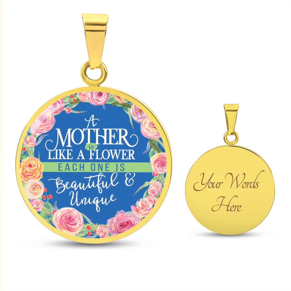 A Mother Is Like a Flower Beautiful and Unique Circle Necklace