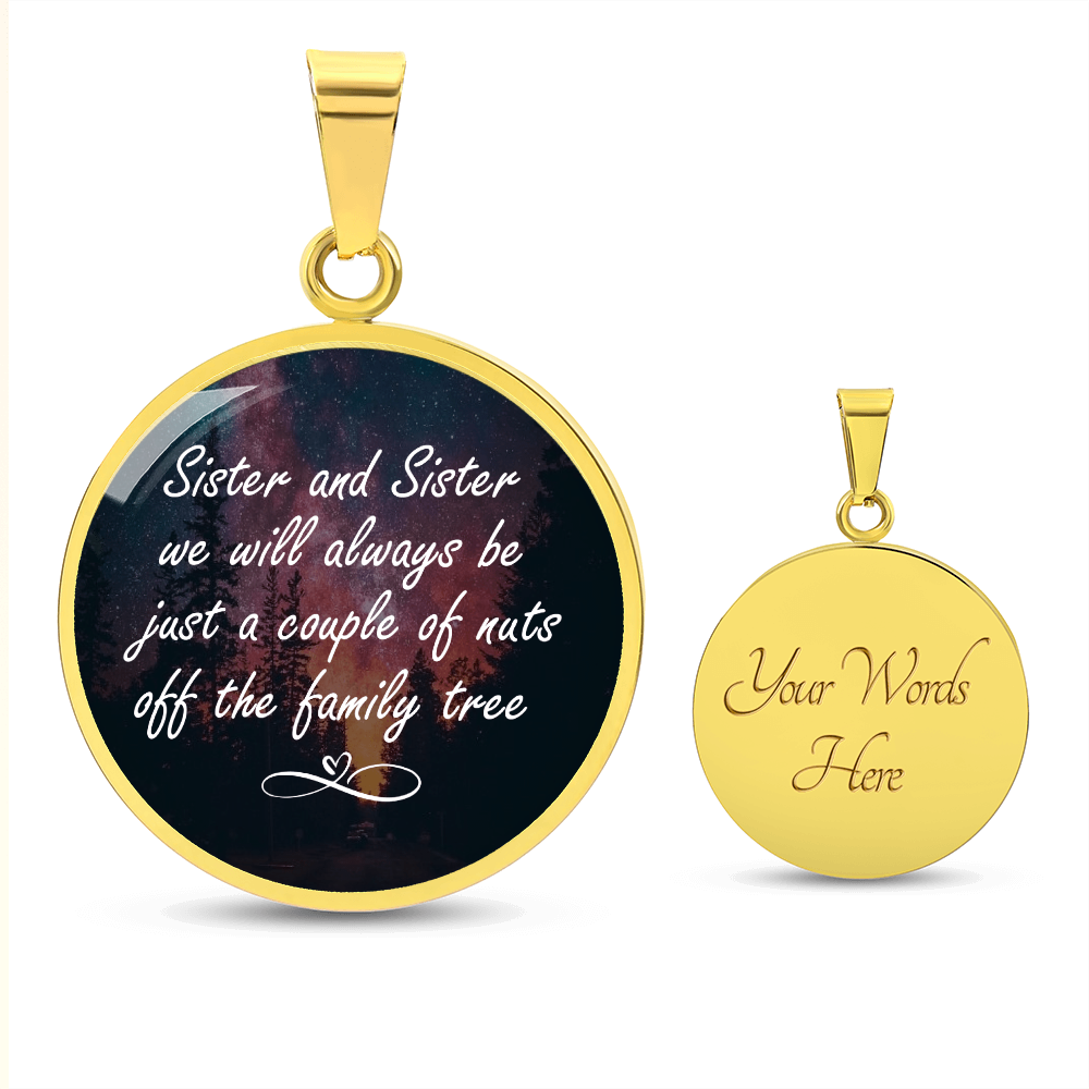 Sister and Sister Couple of Nuts Family Tree Circle Necklace