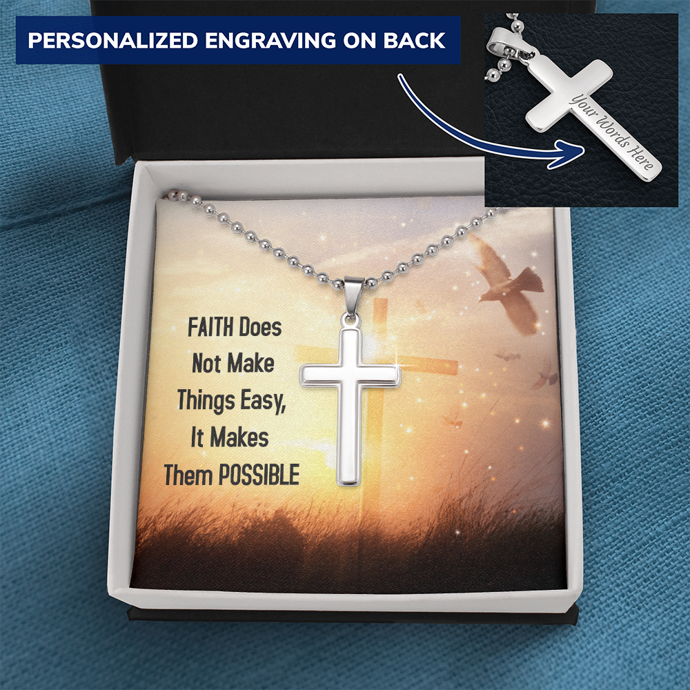 Personalised Cross Necklace with Ball Chain
