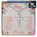To My Mum Thank You for Guiding Me Personalised Cross Necklace with Ball Chain