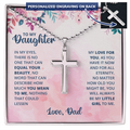 To My Daughter You Will Always Be My Little Girl Personalised Cross Necklace with Ball Chain