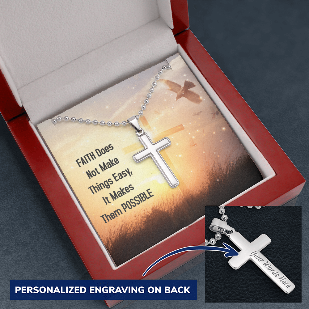 Personalised Cross Necklace with Ball Chain