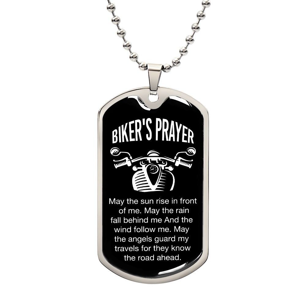 Biker’s Prayer Dog Tag Necklace