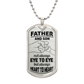 Father and Son Heart to Heart Dog Tag Necklace