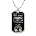 Best Husband to the Moon and Back Dog Tag Necklace