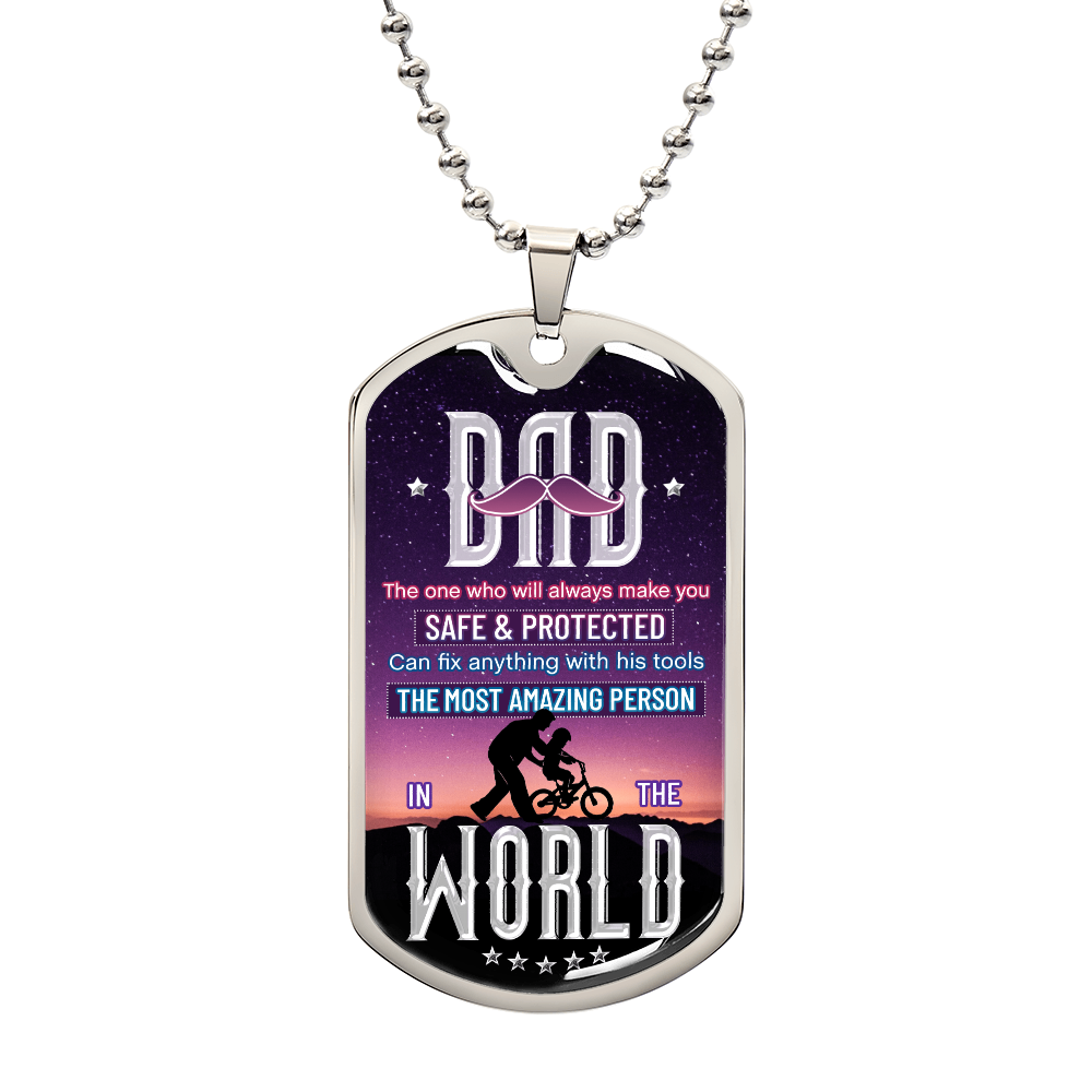 Most Amazing Dad in the World Dog Tag Necklace