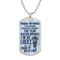 Lucky to Share This Journey Husband Birthday Dog Tag Necklace