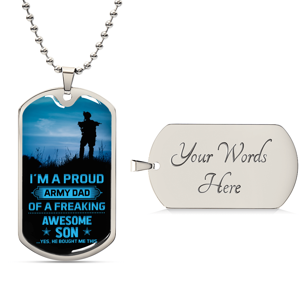 Proud Army Dad of an Awesome Son Dog Tag Necklace