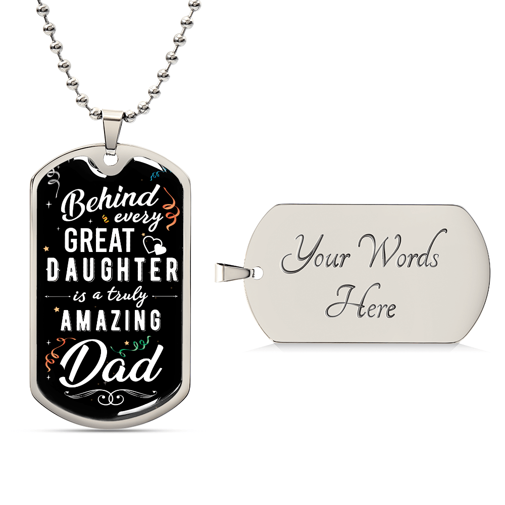 Great Daughter Amazing Dad Dog Tag Necklace