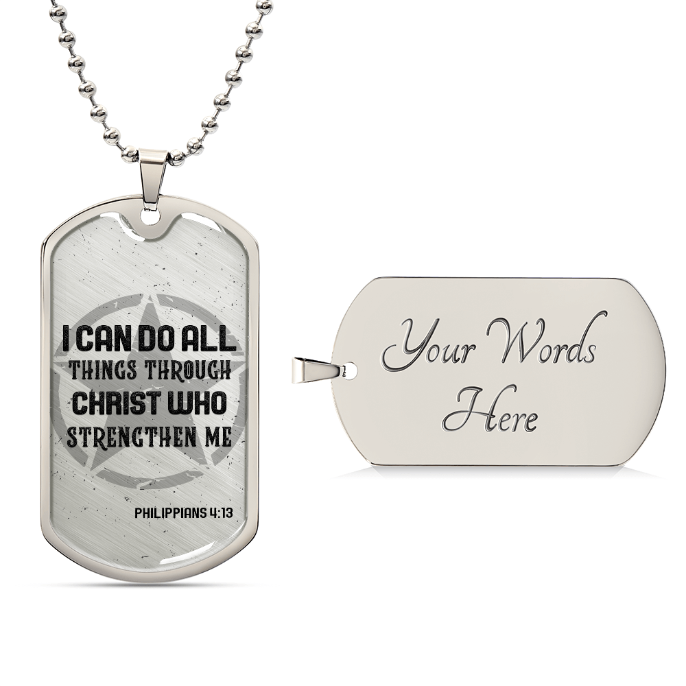 I Can Do All Things Philippians 4:13 Dog Tag Necklace