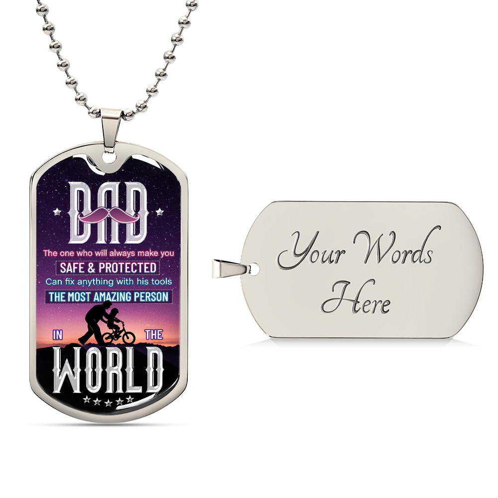 Most Amazing Dad in the World Dog Tag Necklace