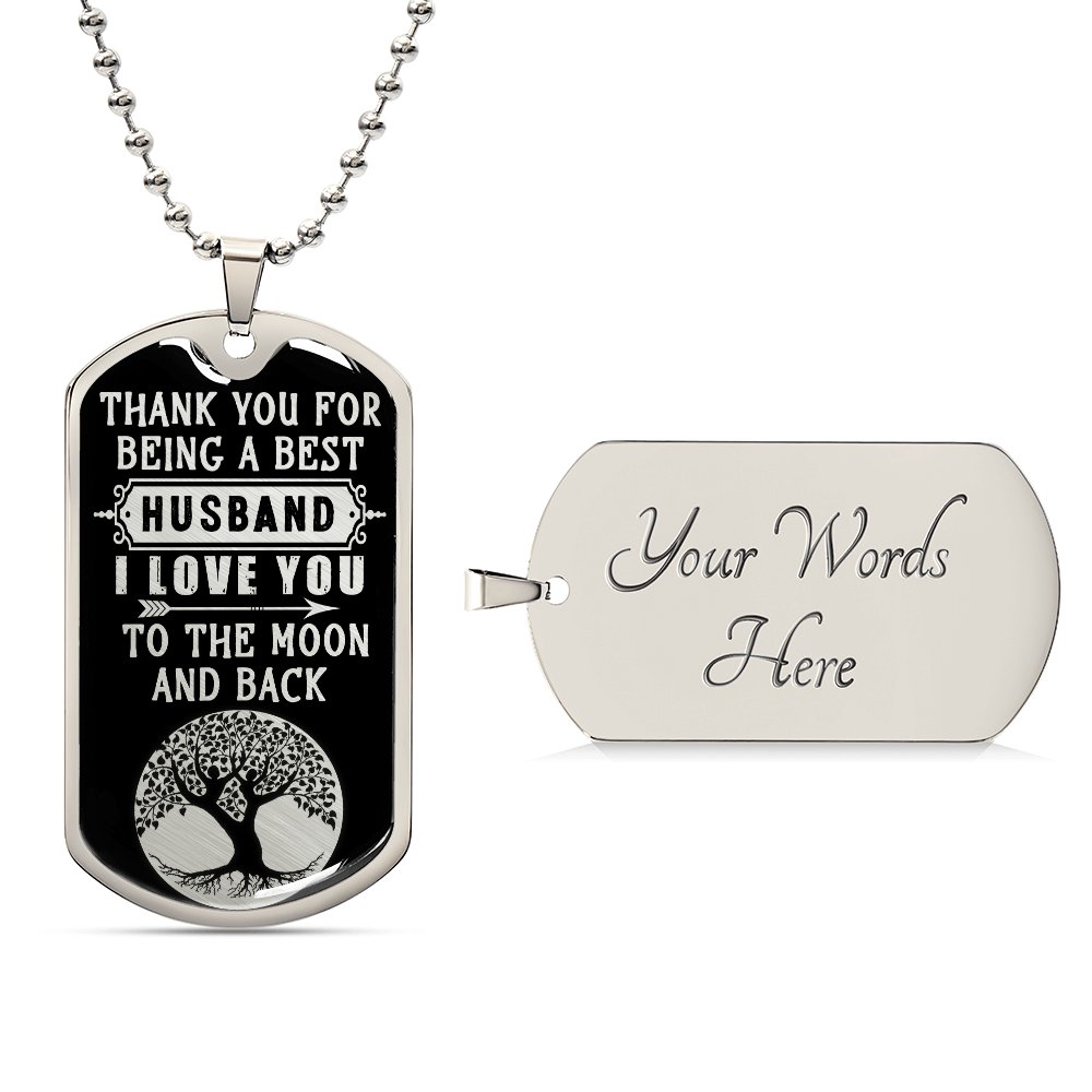 Best Husband to the Moon and Back Dog Tag Necklace