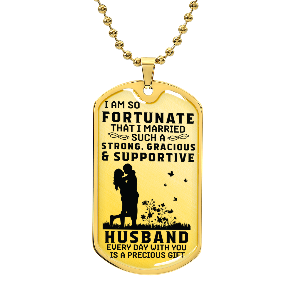 Strong Gracious and Supportive Husband Dog Tag Necklace