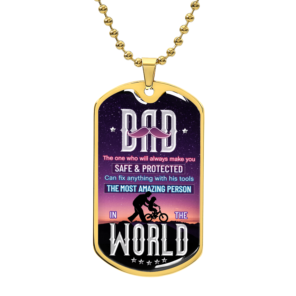 Most Amazing Dad in the World Dog Tag Necklace