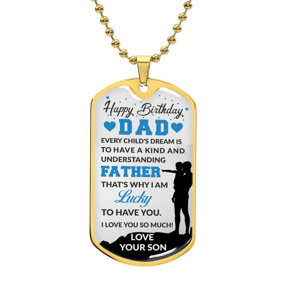 Happy Birthday Dad from Son Dog Tag Necklace