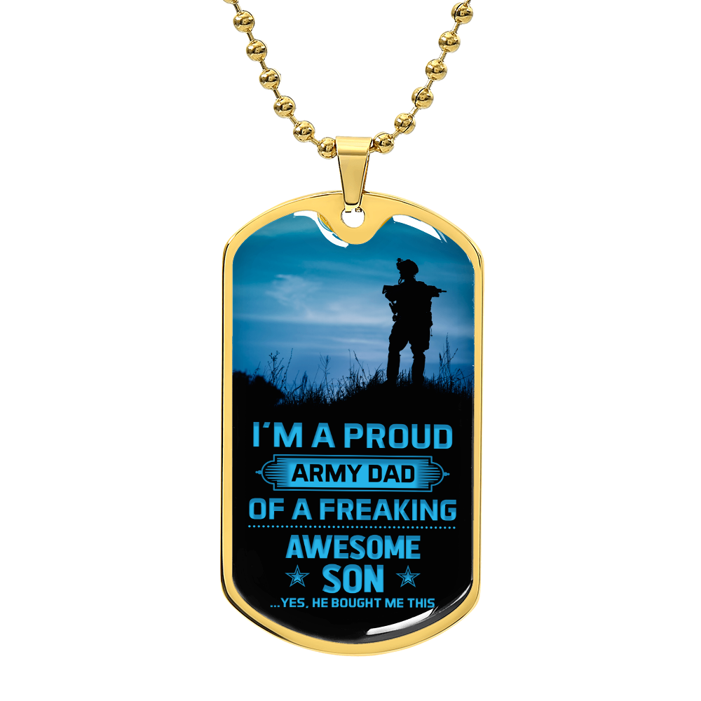 Proud Army Dad of an Awesome Son Dog Tag Necklace