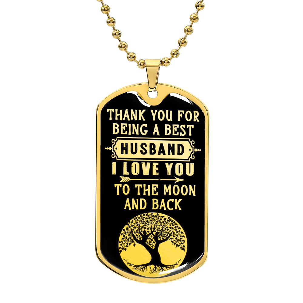 Best Husband to the Moon and Back Dog Tag Necklace