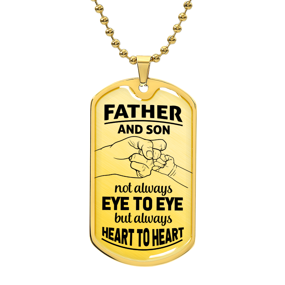 Father and Son Heart to Heart Dog Tag Necklace