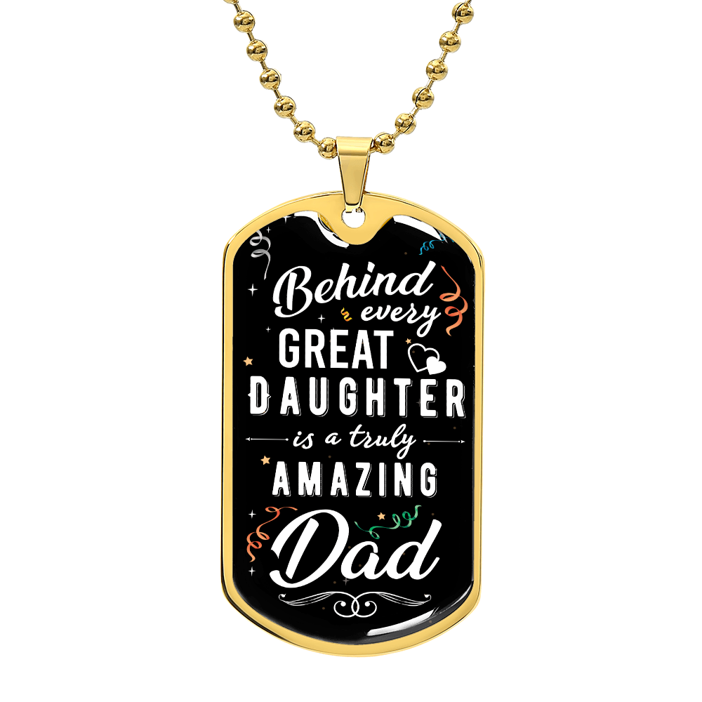 Great Daughter Amazing Dad Dog Tag Necklace