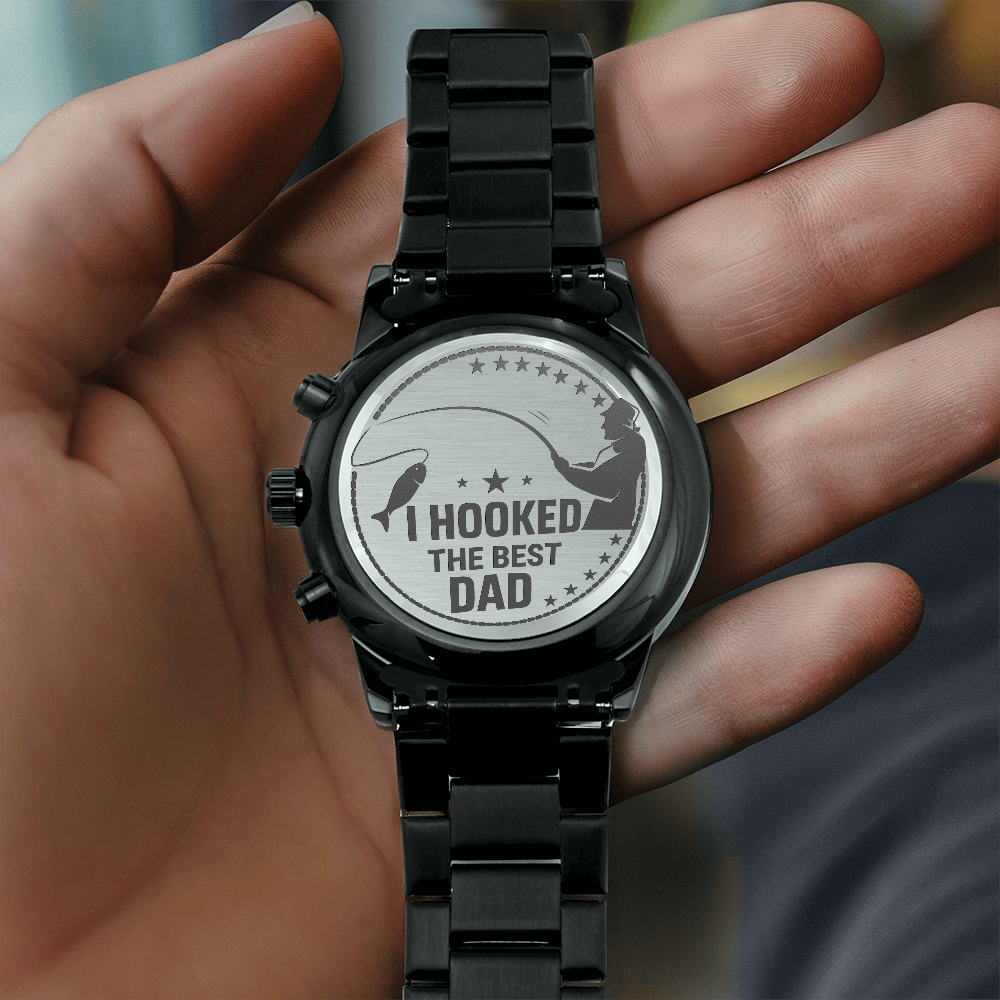 Engraved Black Chronograph Watch – Design 3272