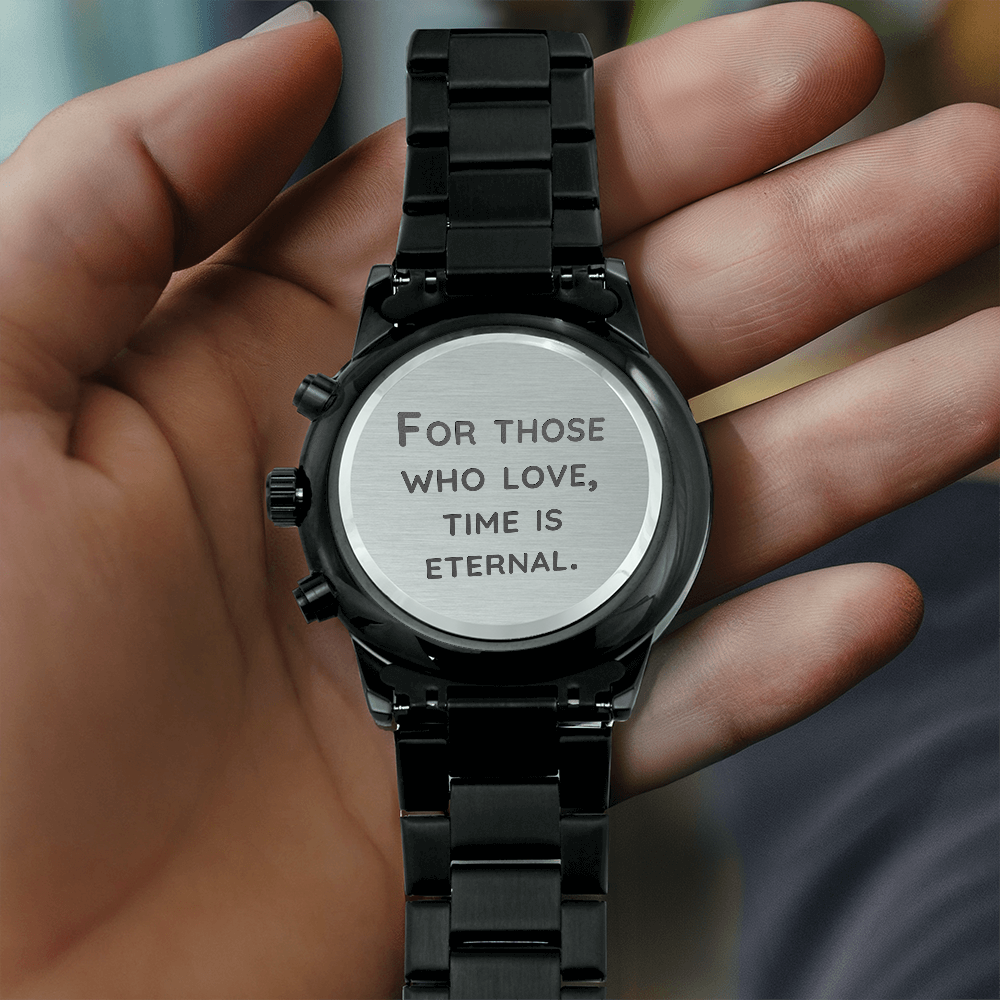 Engraved Black Chronograph Watch – Design 9330