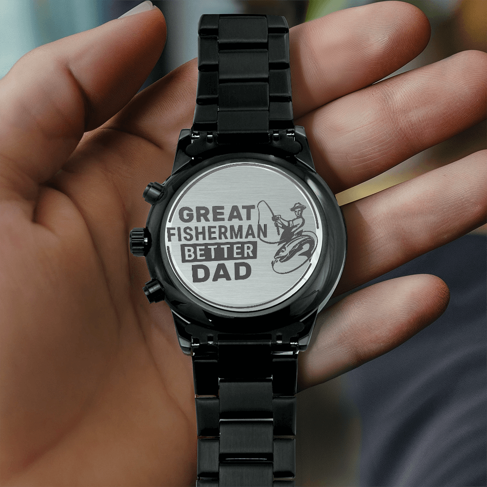 Engraved Black Chronograph Watch – Design 3001