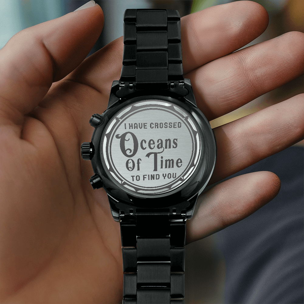 Oceans of Time Engraved Black Chronograph Watch