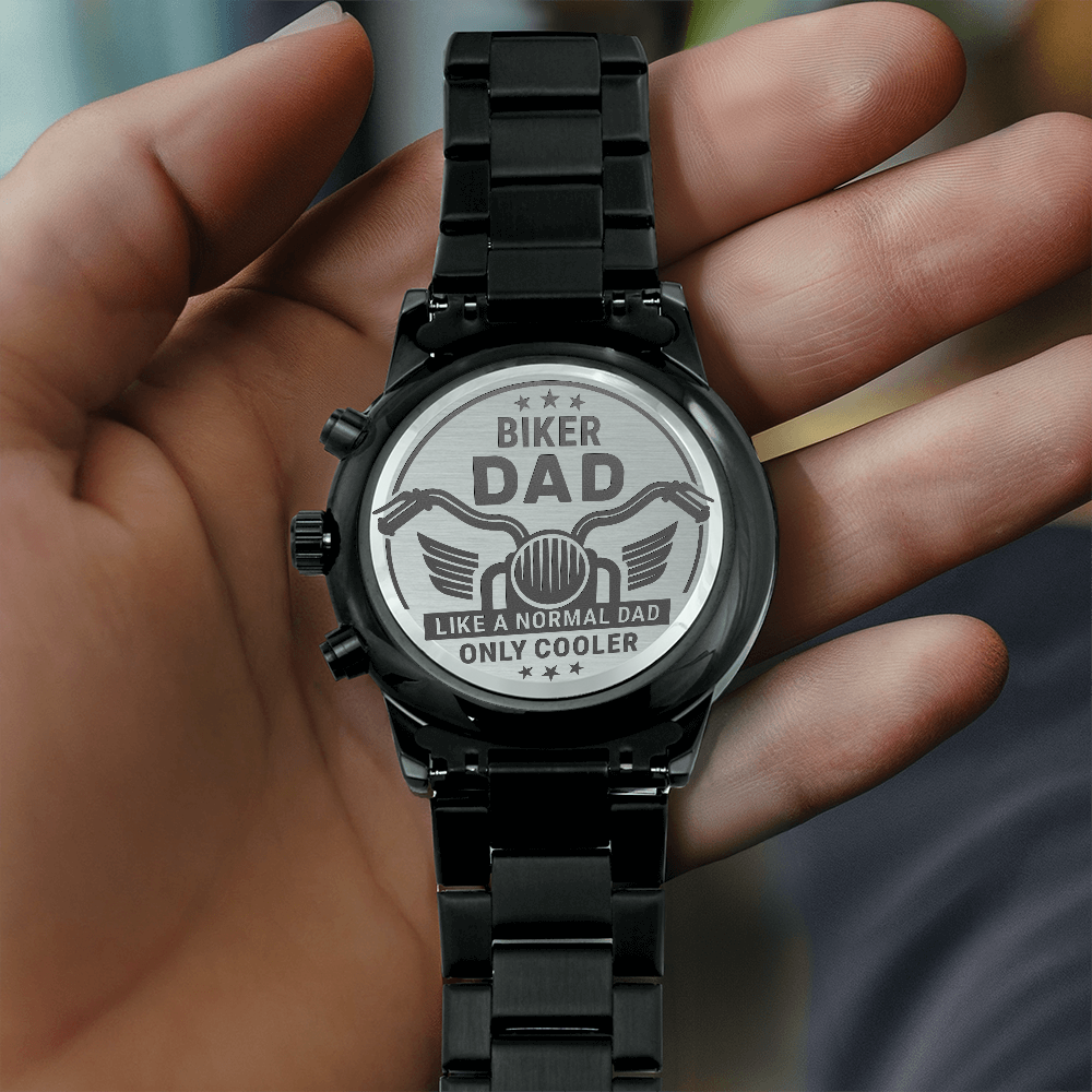 Engraved Black Chronograph Watch – Design 4457
