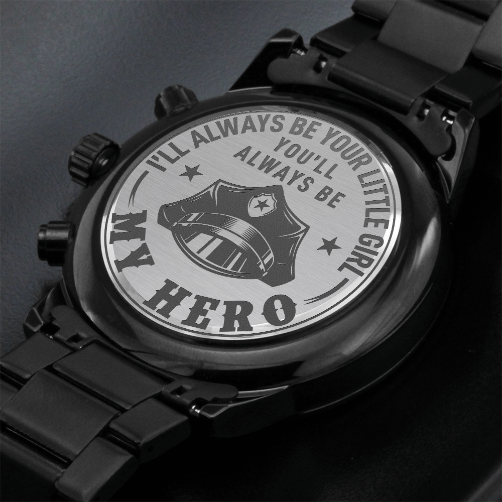Engraved Black Chronograph Watch – Design 5280