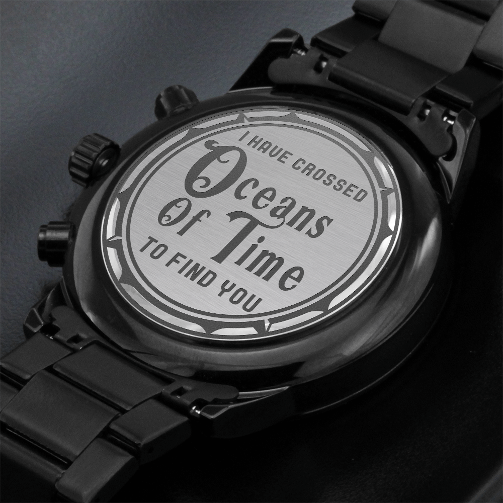 Oceans of Time Engraved Black Chronograph Watch
