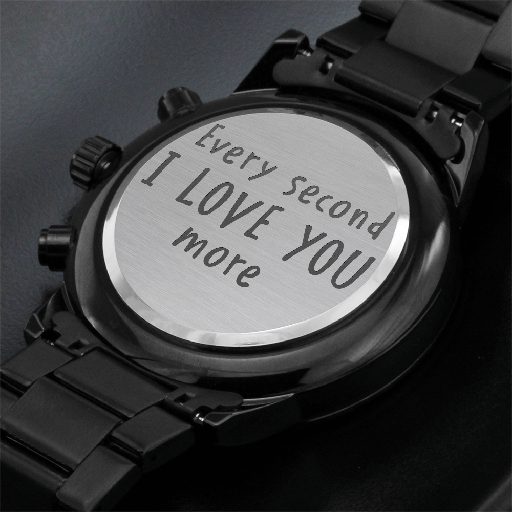 Engraved Black Chronograph Watch – Design 4310